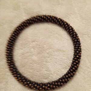 Copper Bead Accent Bangle Bracelet 3 1/4"